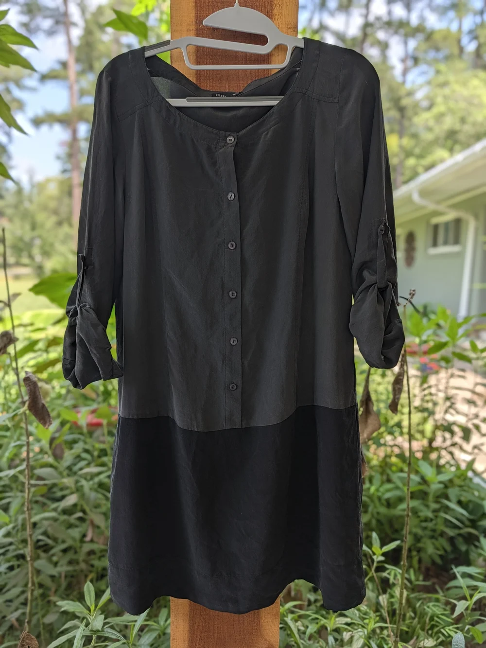Eileen Fisher Black Women's Button-Front Tunic Dress